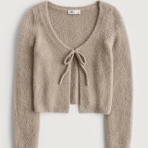 Hollister Cozy Tie-Front Crop Cardigan - Light Brown - Size L